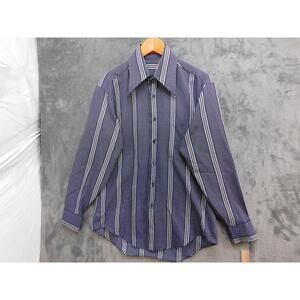 Kings Road Shoppe Shirt Mens 16.5 Blue Striped Point Collar Perma-Prest